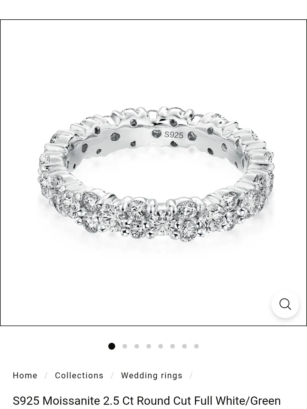 Round-Cut Diamond Eternity Band in Silver Tone